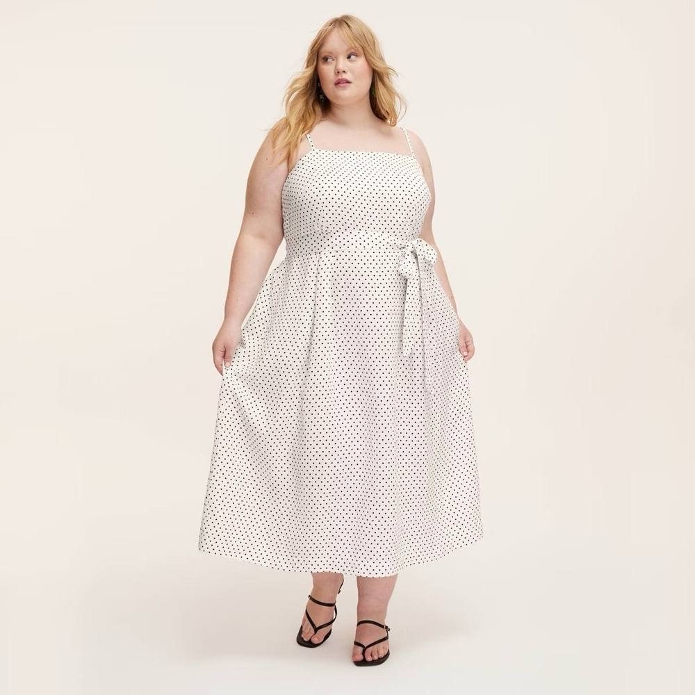 kate spade White and Black Polka Dot Midi Dress